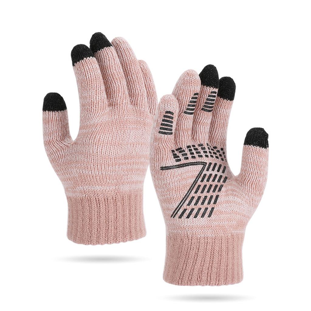 Men's And Women's Knitted Gloves With Thick Velvet Insulation Gloves, Outdoor Cycling Cold Resistant Five Finger Gloves
