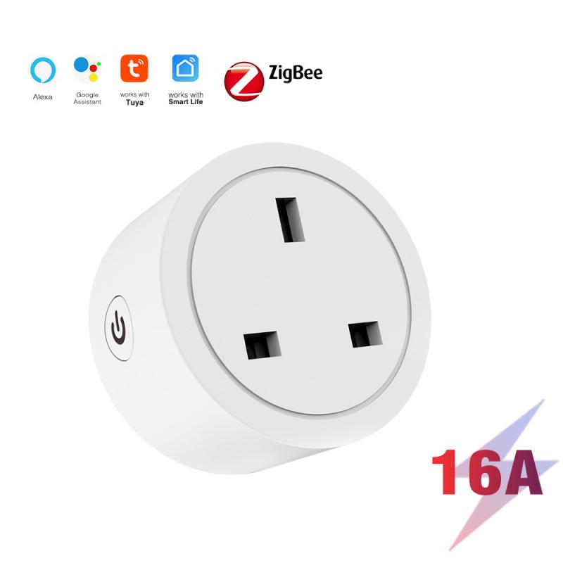 Zigbee Tuya Smart Plug 16a Adapter Wireless Remote Control Voice Control Timing Monitor Battery Works With Google Home Alexa