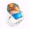 Oyster Copper Turquoise Gemstone 925 Sterling Silver Coffin Shape Unisex Ring Jewelry