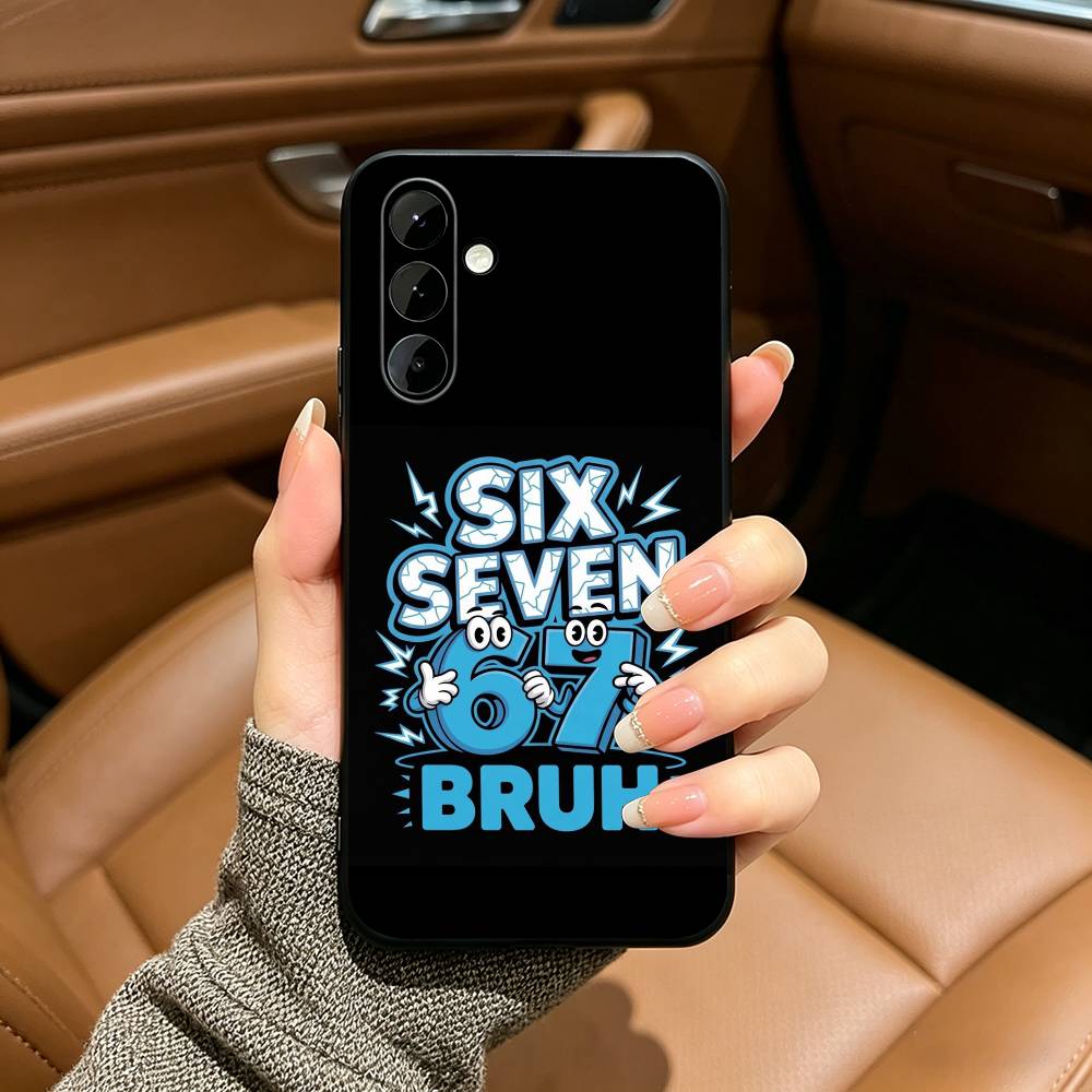 Чехол-бампер Steal A Brainrot Six Seven из мягкого силикона для Samsung Galaxy A73/A71/A72/A70/A53/A52/A51 - Черный