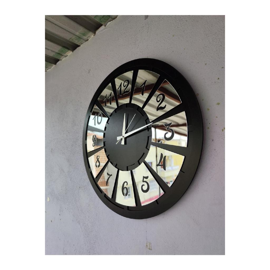 Черный цвет, серебряный подарок с номером, деревянные декоративные настенные часы с различным узором для дома, подарок, 50 см