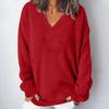 Женская мода повседневная однотонная трикотажная кофта с V-образным вырезом и длинными рукавами, модный милый свитшот