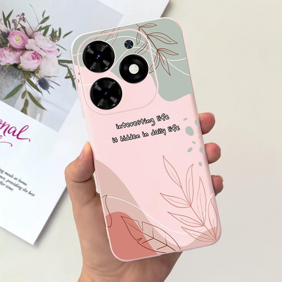 Чехол для Tecno Spark Go 2024 Милый Цветочный Узор Сердечки Конфетный Цвет Мягкий Силикон Тонкая Задняя Крышка Телефона Для Spark Go (2024) BG6