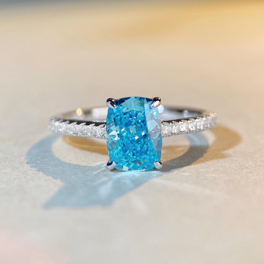 S925 Sterling Silver Pink Radiant Cut Flower Ring for Women - Cute, Sweet, INS Style.