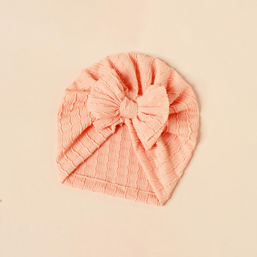INS Style Baby Kids Headwear with Bow - Stretchy Elastic Newborn Jacquard Bonnet Hat Infant Turban Cap for Girls Boys 0-2 Years Old