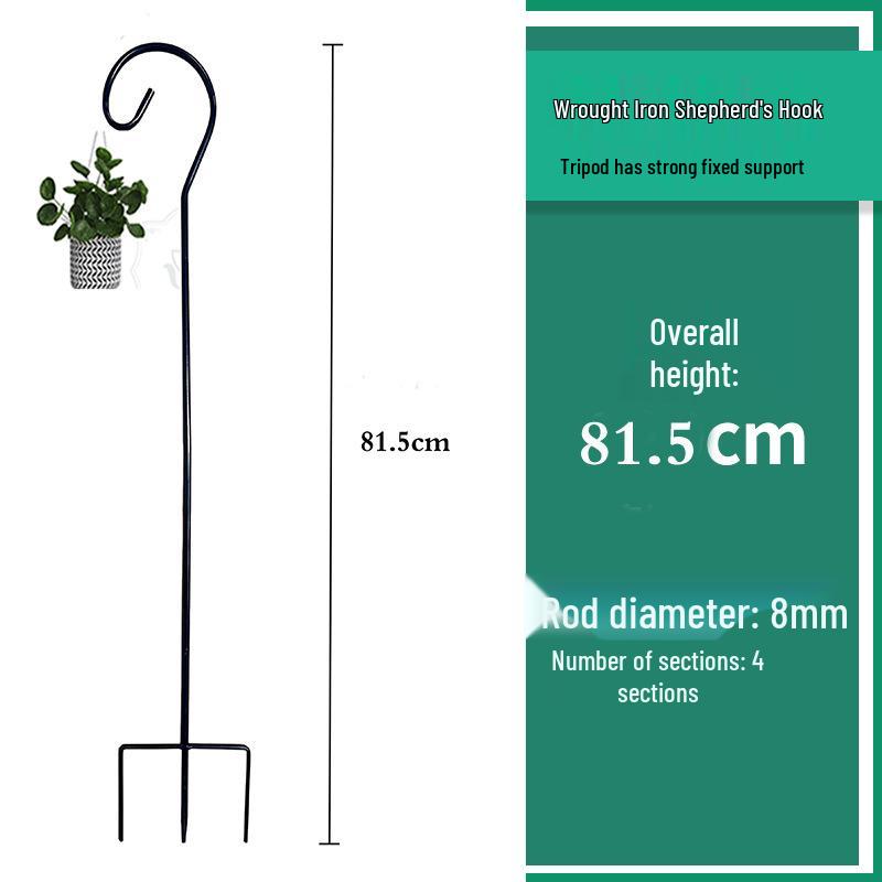 Wrought Iron Shepherd's Hook: Outdoor Garden String Light Support Pole for Courtyard and Balcony.
