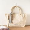 Embroidery Point Cotton Shoulder Bag - Ivory