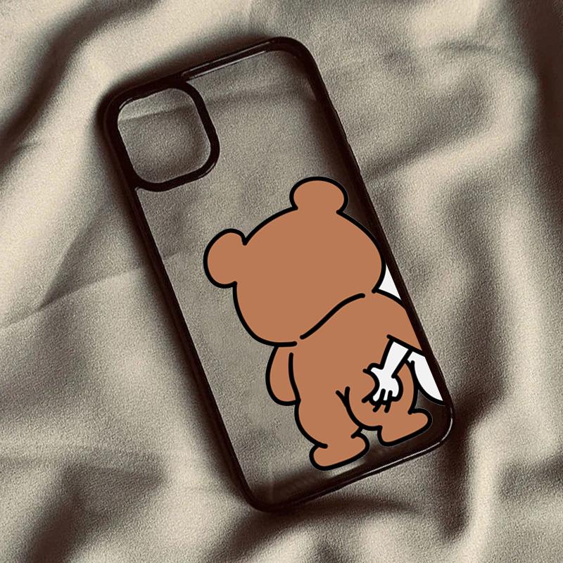 Милый чехол для телефона с дизайном пары кроликов и медведей для iPhone 15 Pro Max, чехлы для iPhone 16 14 13 12 11 Pro Max 7 8 Plus SE X XS XR
