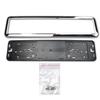 European German Russian 53x13 Cm Stainless Steel Car License Plate Frame Holder With Four Screws Vehicle Sliver/Black