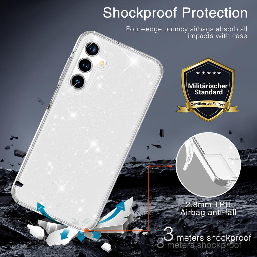 For Samsung Galaxy A26 5G Case Sparkly Powder Glitter Shiny Soft TPU+Hard PC Back Cover