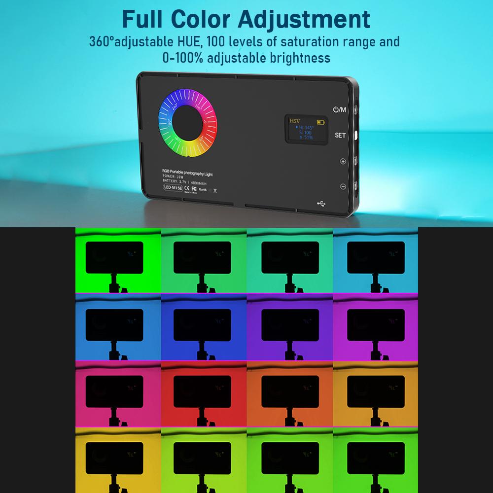 Портативная RGB-видеолампа, светодиодная заполняющая панель 3000K8500K с регулируемой яркостью, 12 световых эффектов CRI97+