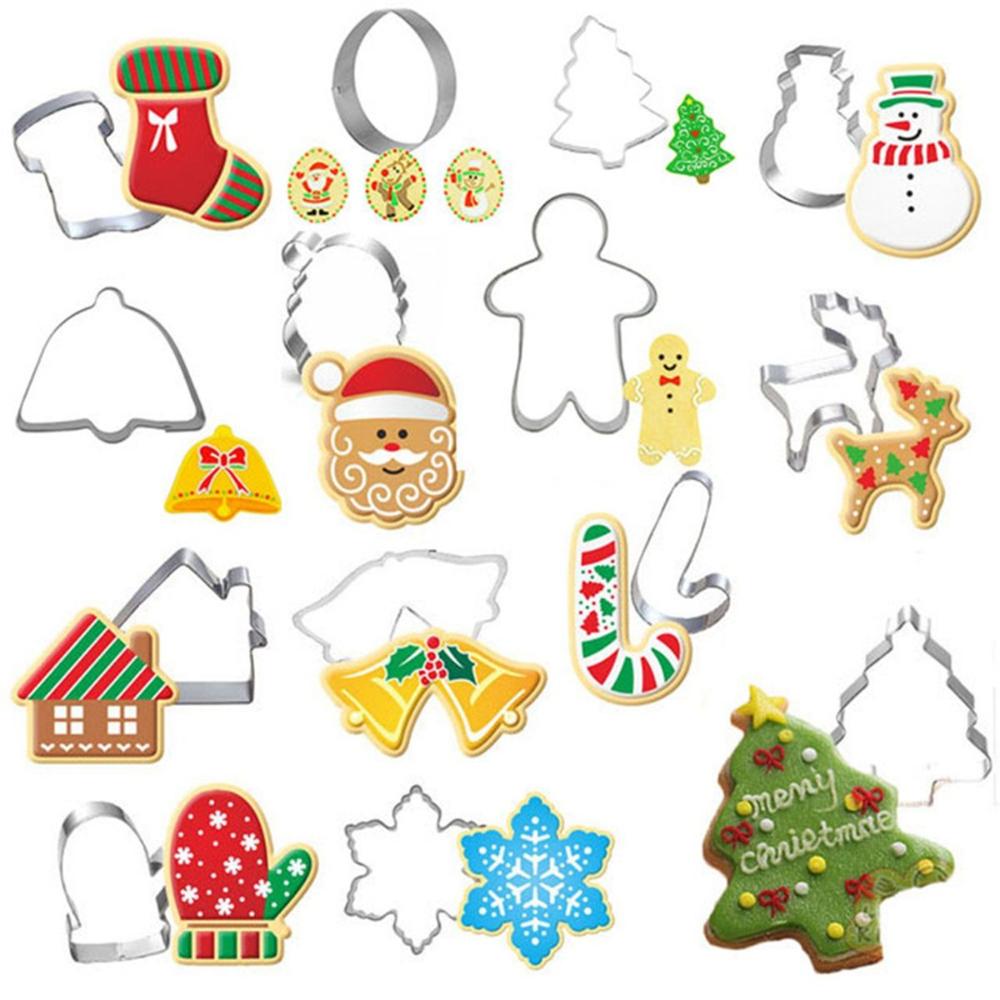 Xmas 3D DIY Kitchen Stainless Steel Baking Tools Christmas Decoration Biscuit Mold Cookie Cutters