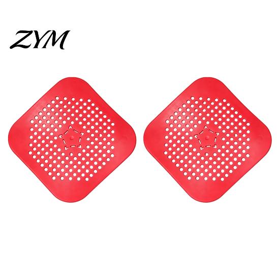 Odor Proof Drain Insert 2PCS Square Cover for Shower Floor, TPR Hair Catcher Silicone Floor Stopper, Detachable Deodorizer Pad Bathroom Kitchen