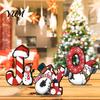 Wooden Holiday Table Sign 3Pcs/Set Christmas Snowman Ornaments with JOY Letters, Cute Stable Tabletop Accent Base Desktop Decoration for Party Dinning
