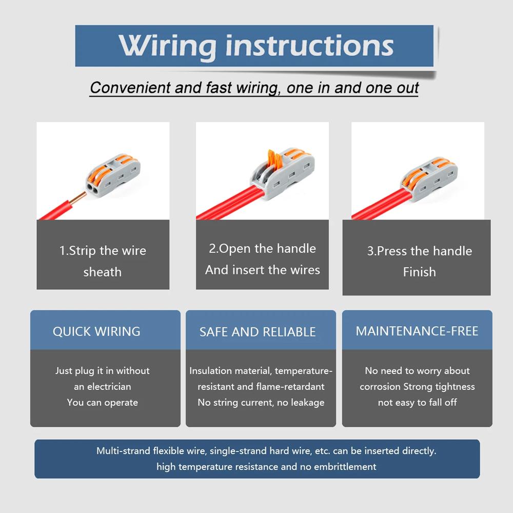 10 шт. Мини-мини быстрый проводной соединитель PCT-221/222/223/224/225 Универсальные компактные электрические вставные соединители Быстрая клеммная колодка
