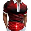 Casual Lapel T-shirt Young Men's Fashion Zipper T-shirt Short Sleeve T-shirt Men's 3D Jumping Notes Print T Shirt