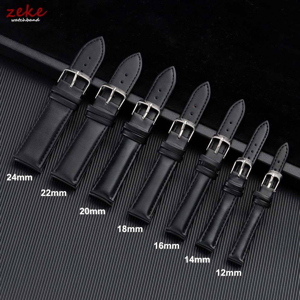 12mm 14mm 16mm 18mm 20mm 22mm 24mm Calfskin Leather Watchbands Soft Casual Wristwatch Band Starp with Stainless Steel Pin Buckle