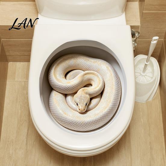 Home Party Wall Decoration Realistic Snake Toilet Seat Sticker, PVC Waterproof Python Decorative Window Film Decal, Creative Lid Sticker for Bathroom
