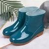 Rain Shoes Women's Short Tube Fashion Non-slip Rain Boots Adult Water Shoes Wear Water Boots Outside Kitchen Waterproof Shoes Warm Cotton Rain Shoes