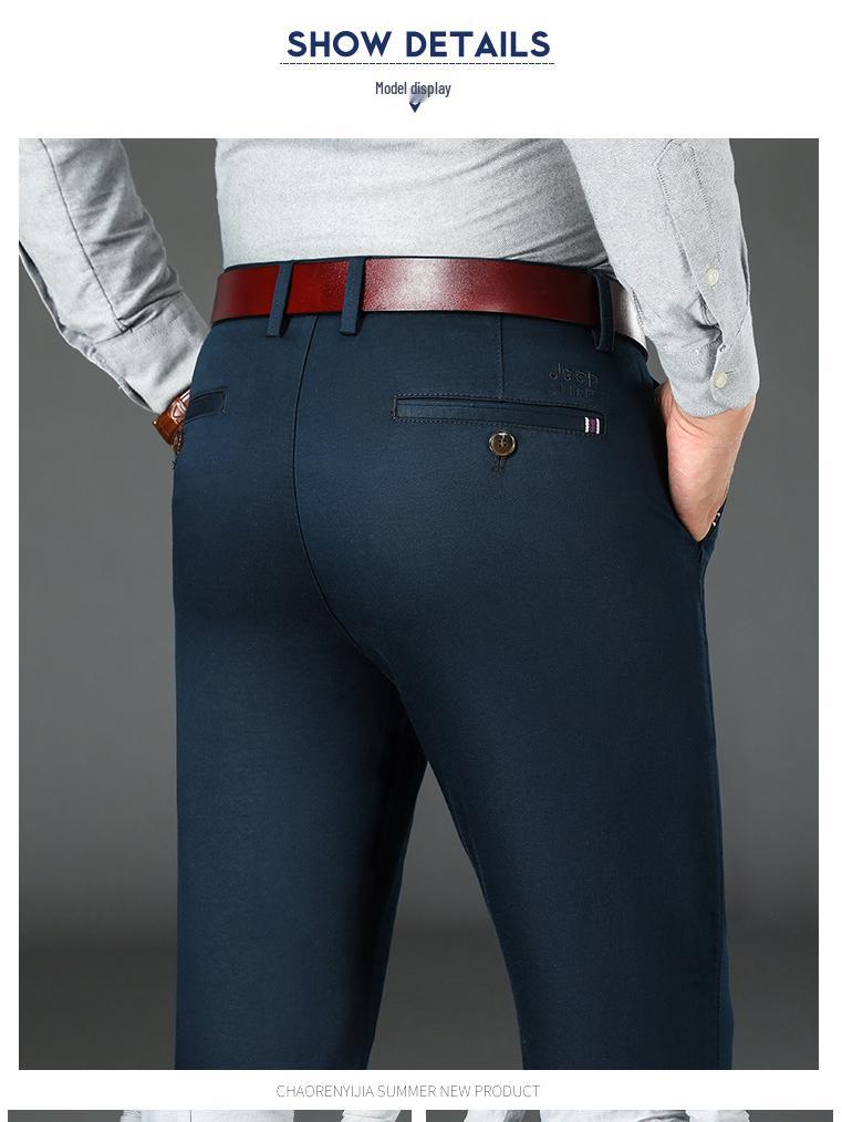 Мужские осенне-зимние повседневные серые стрейчевые хлопковые брюки, прямого кроя, свободного покроя, средней посадки, однотонные, прочные, цвета милитари J856A.