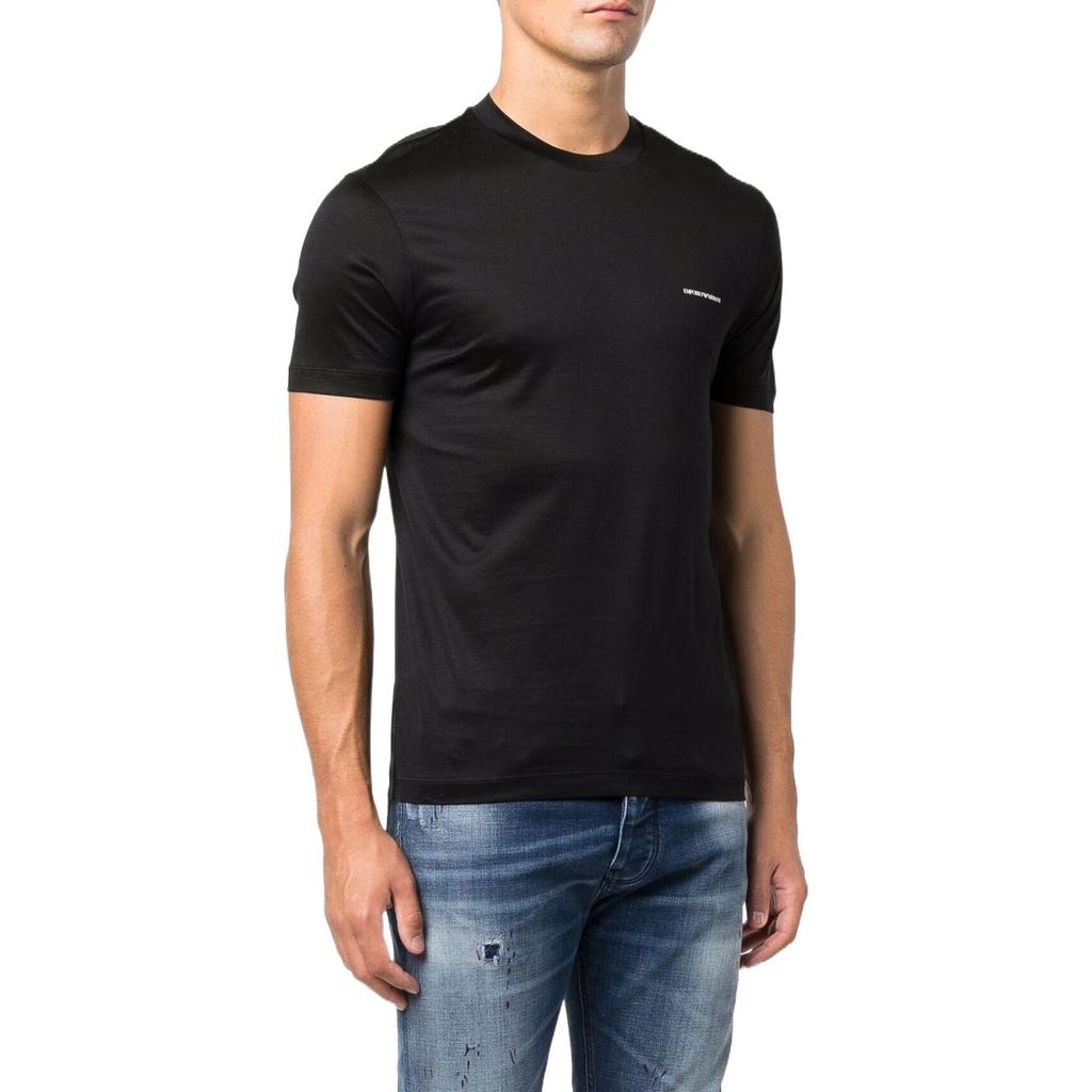 Emporio Armani SS22 Пуловер с принтом букв Круглый вырез Короткий рукав Футболка Мужские Топы Черный 8N1TD81JUVZ0999