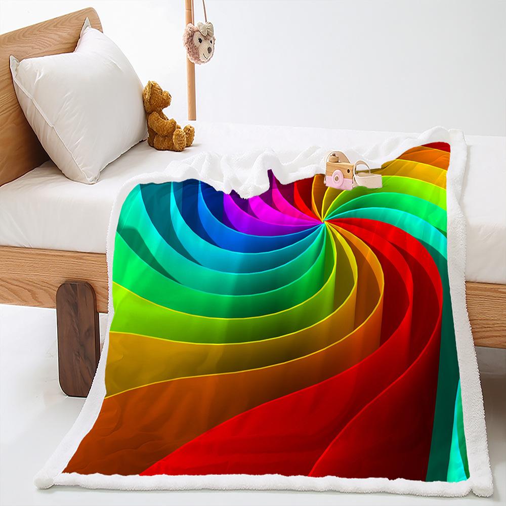 Blanket 2D Digital Printing Lamb Fleece Crystal Fleece 2D Magic Pattern Blanket Cover Blanket