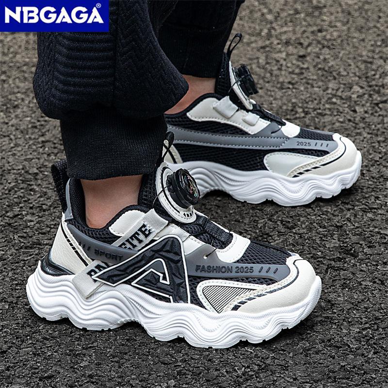 Детская мода с поворотной пряжкой, противоскользящие повседневные кроссовки, дышащая сетка, прогулочная обувь для мальчиков и девочек, спортивная обувь для тенниса на открытом воздухе