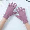 Solid Color Suede Gloves Small Flower Decor Touch Screen Gloves Winter Warm Cold-proof Split Finger Gloves