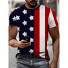 Summer Round Neck 3D Print American Flag Top Fashionable Casual Short Sleeved Men's T-shirts