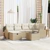 7-piece Garden Sofa Set with Beige Poly Rattan Cushions, 2-seater Garden Sofa with Storage and Cushions 3360422