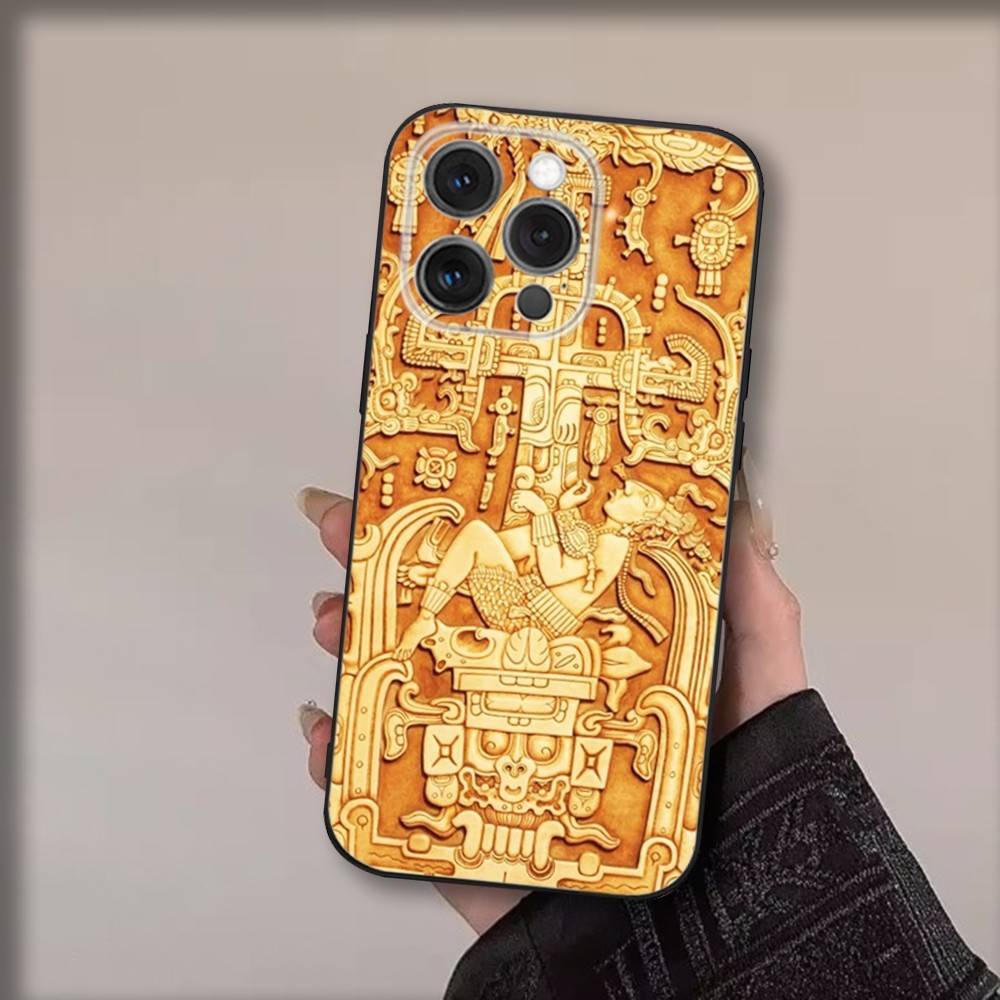 Mayan Calendar Statue Phone Case For iPhone 17,16,15,14,13,12,11,Pro,Max,Plus,Air,X,XS,XR,SE,8,7,Mini,Soft Black Funda