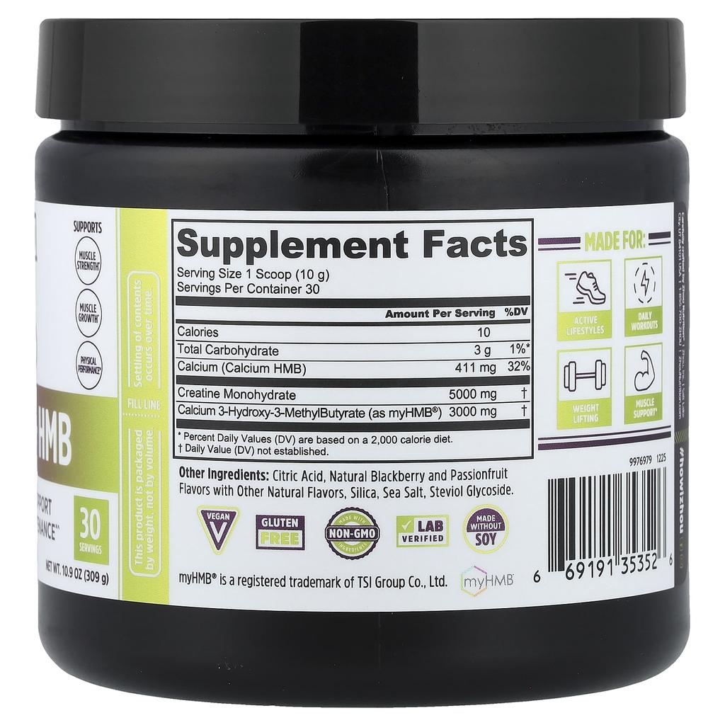 Zhou Nutrition, Creatine, HMB, Blackberry Passionfruit, 309g (10.9oz)