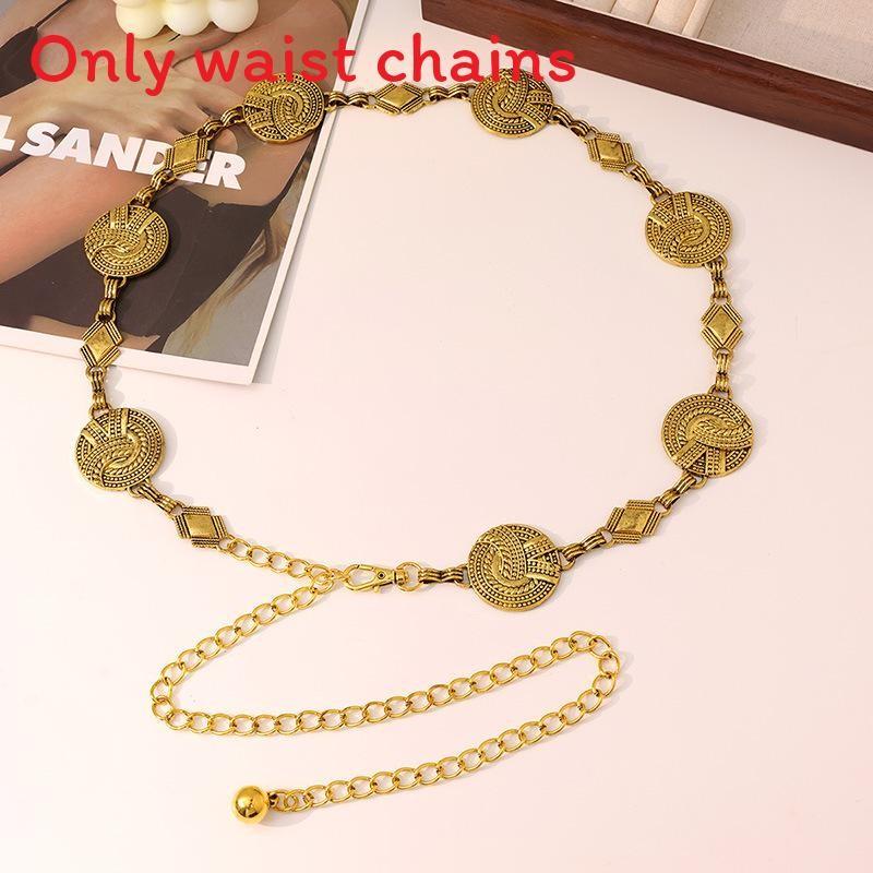 Retro Metal Waist Chain With Geometric Design For Boho Women Accessories