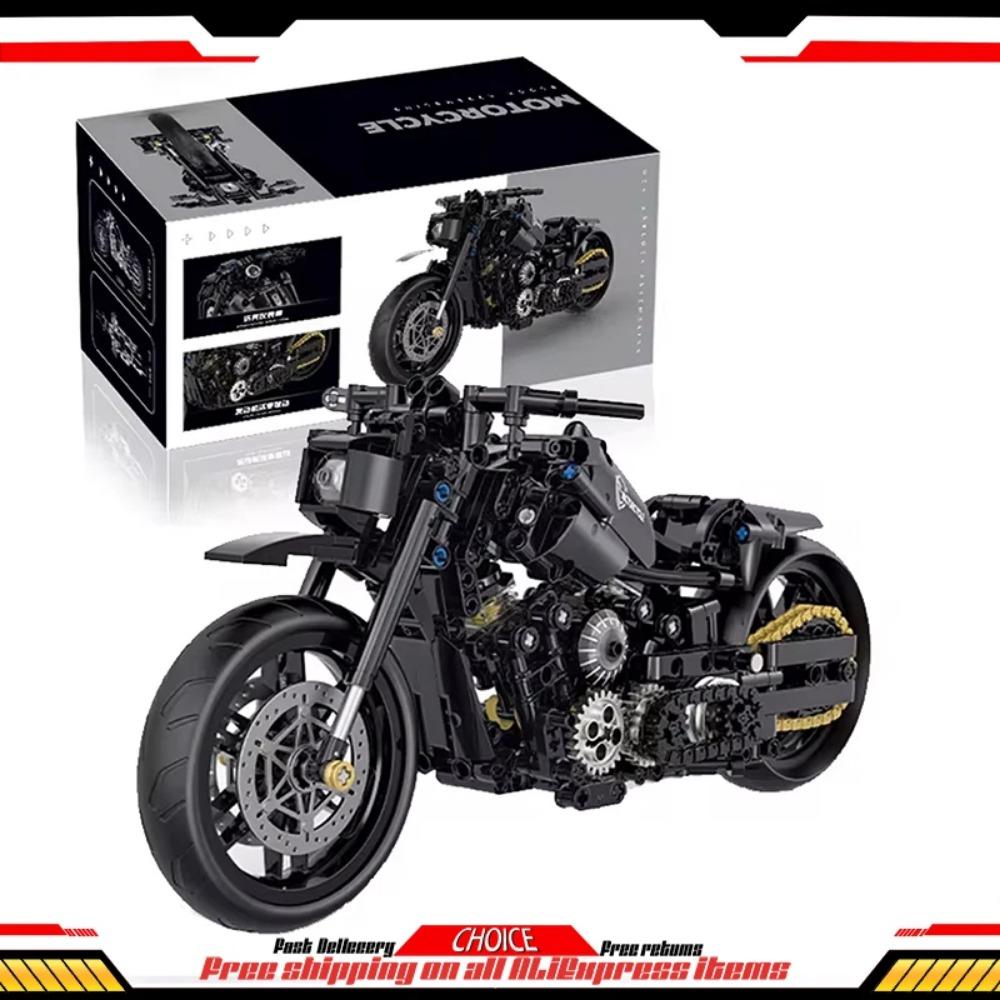 586 шт. Классический набор строительных блоков мотоцикла для взрослых, крутые модели мотоциклов-гонщиков, рождественские подарки, игрушки для детей и мальчиков