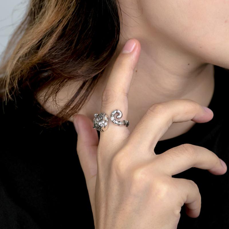Серебряное мужское ретро-кольцо Yin Taifei со знаком зодиака Тигр, регулируемое, тайское серебро - Смелый стиль, аксессуар для указательного пальца