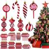 40 PCS Christmas Candy Ornament Plastic Peppermint Candy Cane Hanging Christmas Decorations Candy Lollipop Christmas Tree Decora