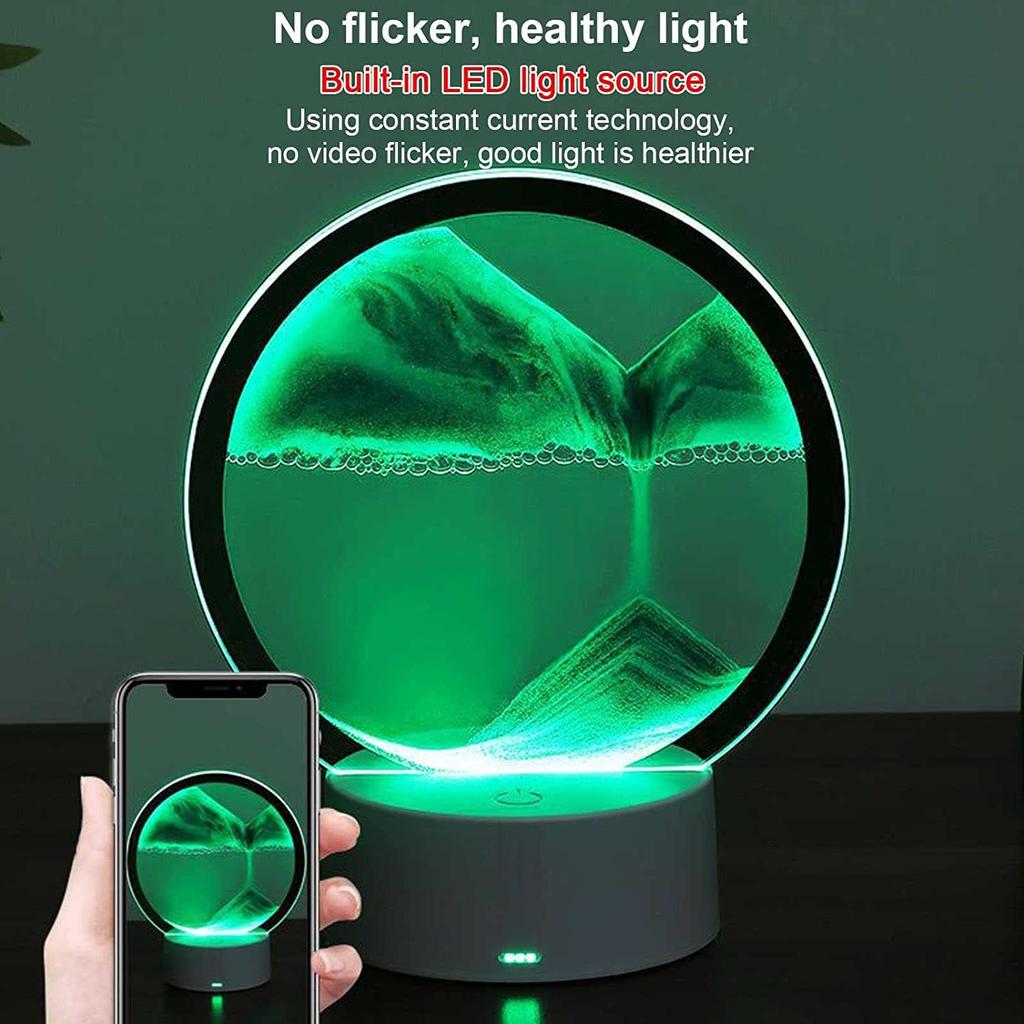 USB светодиодная RGB лампа для песка, ночник с движущимся песком, 7 цветов, свет в виде песочных часов, 3D настольная лампа с движущимся песком, рождественский подарок