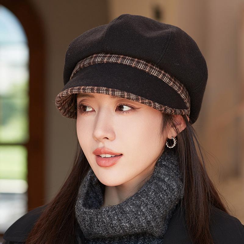 High-quality color matching octagonal hat children's fashion elegant versatile beret autumn and winter new foreign style cap tide