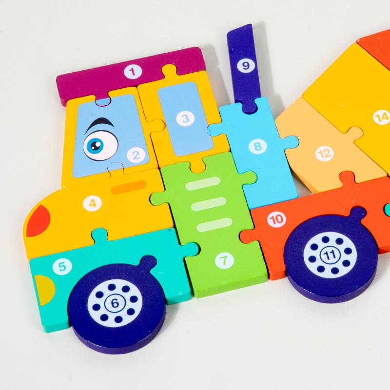 3D Vehicle Wooden Puzzle Hand-eye Coordination Transportation Jigsaw Puzzle Ages 1-5 Children Toddlers Preschool Educational Toy
