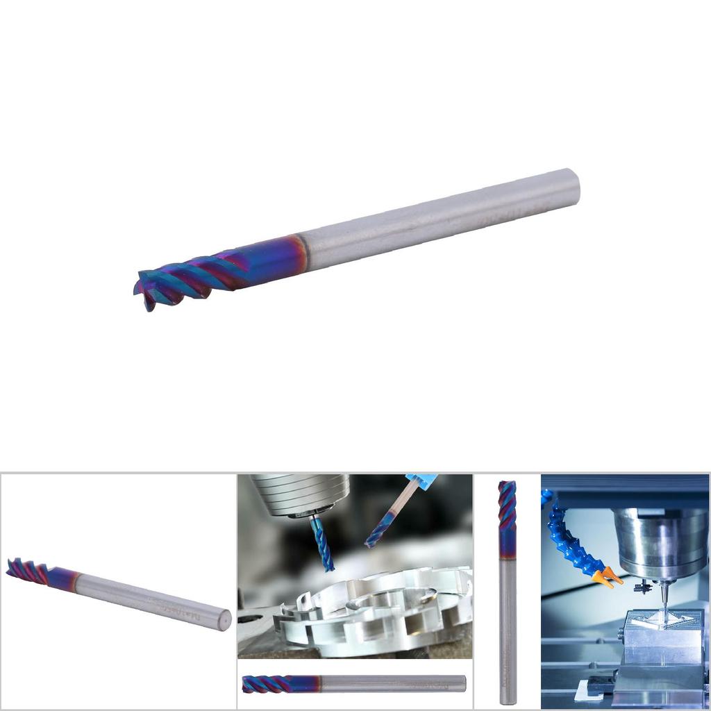 4Flute Flat Head Milling Cutter Tungsten Steel Nano Coating HRC65 Degrees (4x10x4Dx50L)