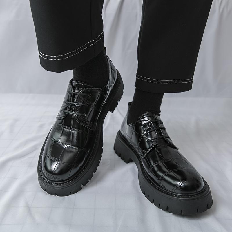 Модная мужская кожаная обувь черного и коричневого цвета, стиль джентльмена, ретро, модная уличная повседневная молодежная обувь на толстой подошве, универсальная, размеры 38-46