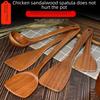 Ebony Wooden Spoon Set - Personalized Long Handle Soup Spoon & Non-Stick Pan Spatula