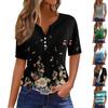 Women's T Shirt Tee Print Button Short Sleeve Daily Weekend Fashion Basic V- Neck Regular Top