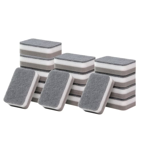East Leaf Kitchen Sponges, Nonwoven Fabric, Antibacterial, High-Foaming, 3-Layer Construction, Dishwashing, Kitchen, Large Capacity, 16-Piece Set (16)