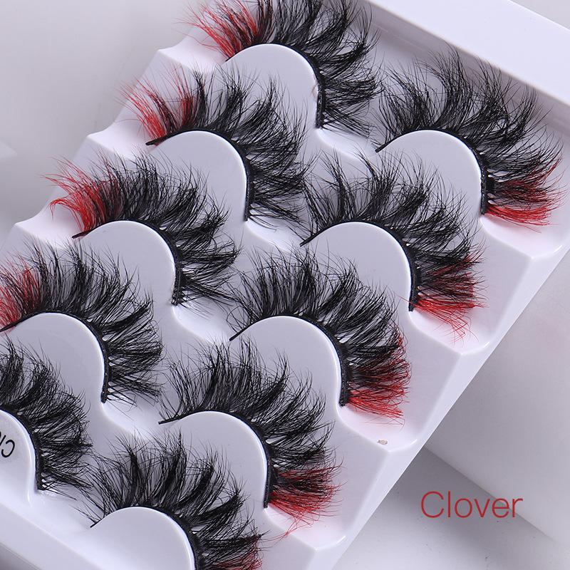 5 Pairs Of Colorful Dense Multi-Layer Soft Simulated Eyelashes, Natural Dense Curled Masquerade Eyelashes