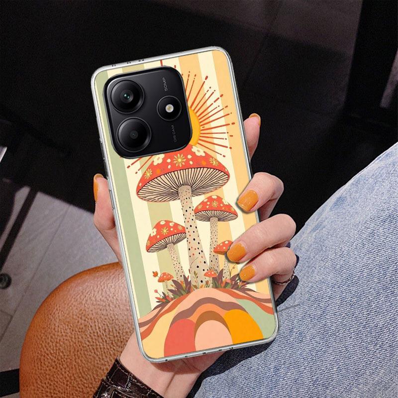 Boho Hippy Mushroom Sunrise Phone Case For Xiaomi Redmi Note 15 14 13 12S 12 11 Pro Plus 14S 11S 11E 10 10S 11T 5G Personalized