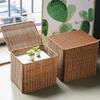 Woven Storage Basket Handmade Dirty Clothes Baskets Rattan Storage Box with Lid Closet Storage Organizers Sundries Orgainzation