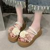 Fashion Women's New Flower Small Figure High Platform Sandals Wear Soft-soled Non-slip Beautiful Cool Slippers In Summer