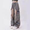 Ayollar Moviy Kargo Jinslar Vintage Keng Y2k Denim Shim Keng Jinsilar