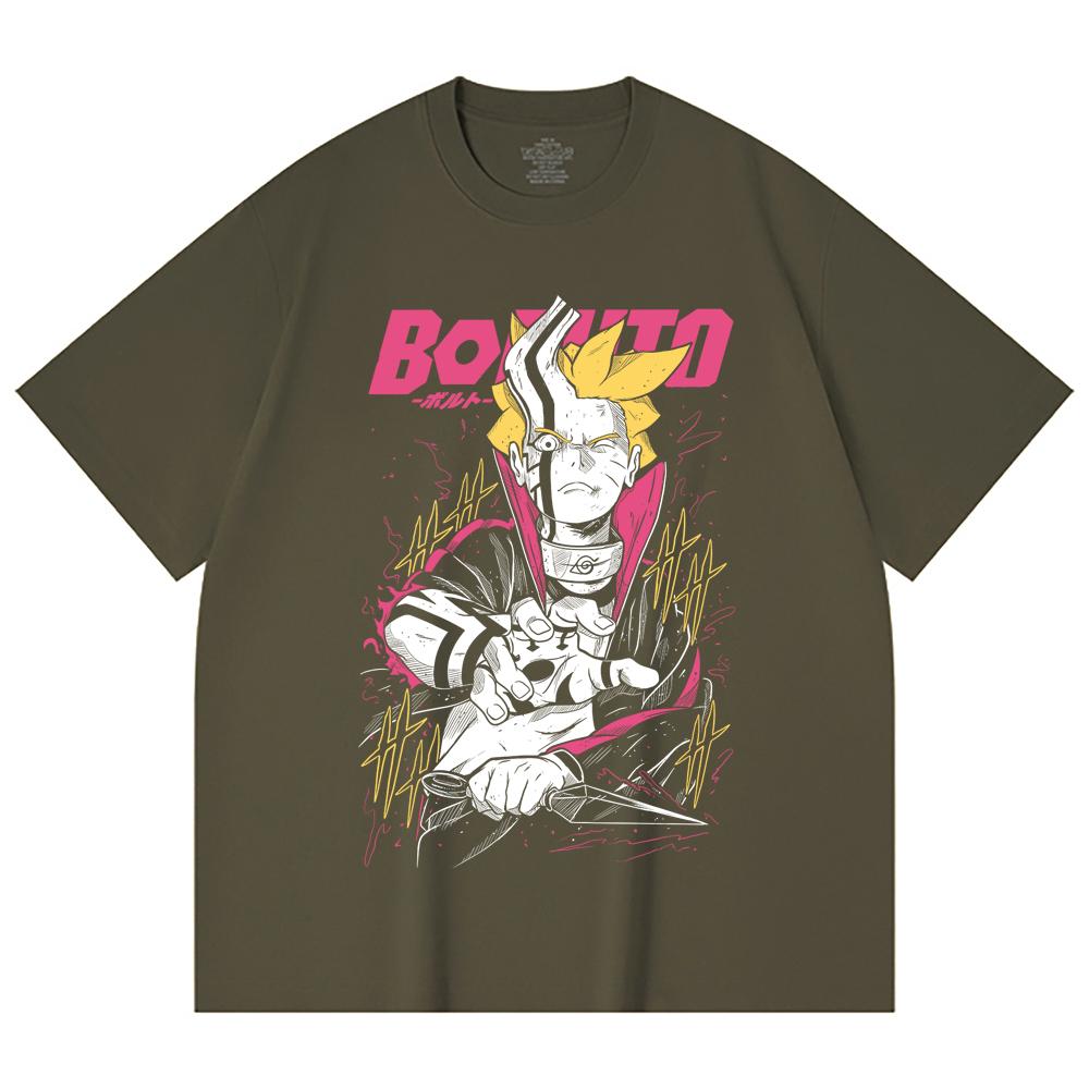 Унисекс футболка из 100% хлопка плотностью 230 г/м² с принтом Boruto V1, тяжелый хлопок